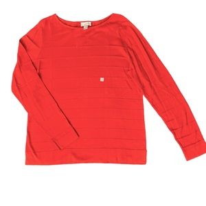 NWT LOFT Women’s Long Sleeve Crew Neck Knit Blouse, Burnt Orange size Large